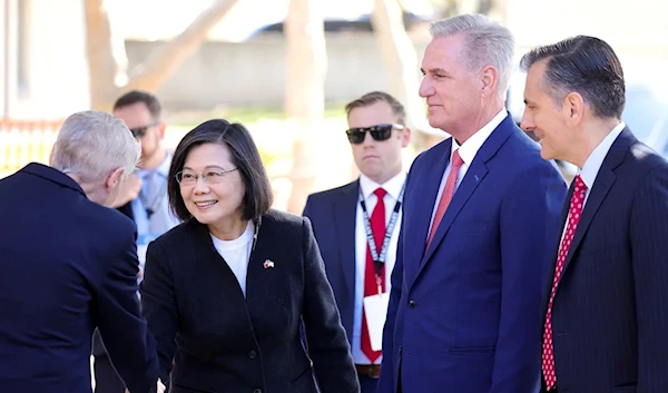 Taiwanese President Tsai Ing-Wen and US House Speaker Kevin McCarthy  at the Ronald Reagan Presidential Library on April 5, 2023 (Reuters)