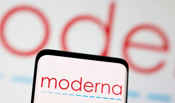 Moderna logo is seen displayed in this illustration taken, May 3, 2022. (Reuters)