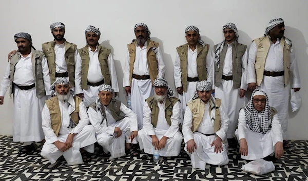 Twelve out of the 13 Yemeni prisoners and detainess in Sana'a airport. (Yemeni media)