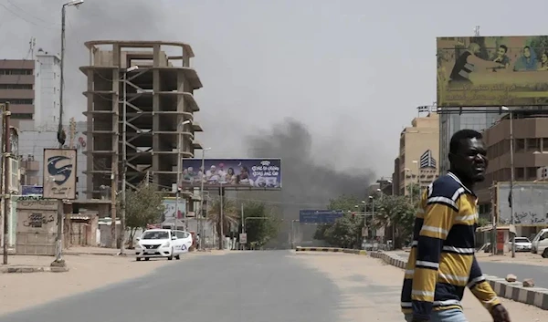 Smoke is seen rising from a neighborhood in Khartoum, Sudan, Saturday, April 15, 2023. (AP)