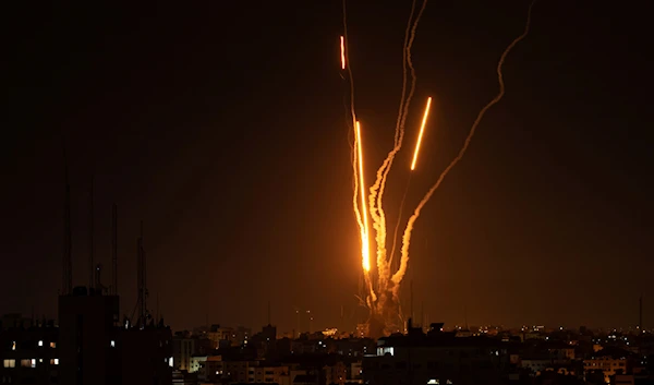 Rockets are launched from the Gaza Strip, in Gaza, Palestine, Wednesday, May 10, 2023 (AP Photo/Fatima Shbair)