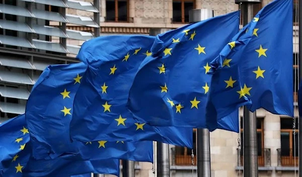 European Union flags fly outside the European Commission headquarters in Brussels, Belgium, March 6, 2019. (Reuters)