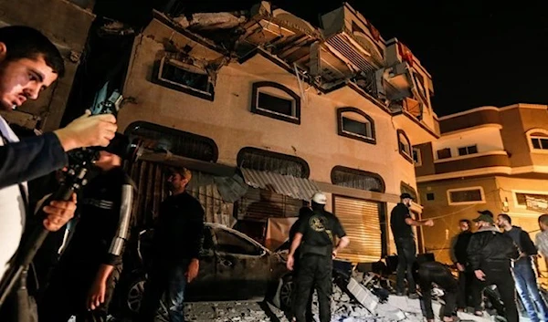 Palestinians gather near the home of martyr Bahaa Abu Al-Ata in the Shujaiya neighborhood, the Gaza Strip, occupied Palestine, May 13, 2023 (Social media)