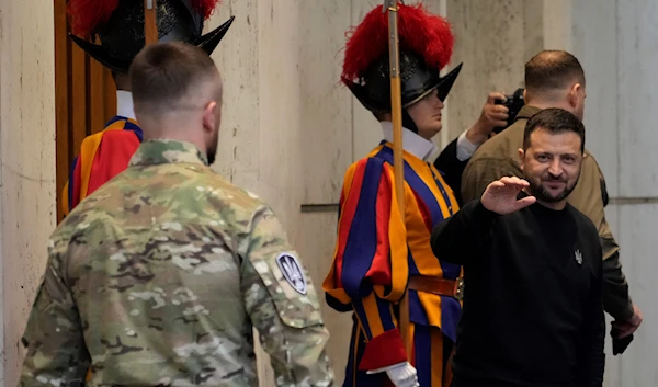 Ukrainian President Volodymyr Zelenskyy leaves after meeting with Pope Francis at The Vatican, Saturday, May 13, 2023.  (AP)