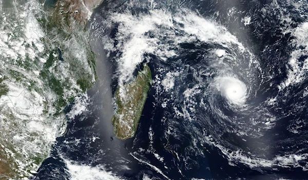 Satellite imagery shows Tropical Cyclone Freddy approaching Madagascar in this undated image obtained on February 20, 2023 (Reuters)