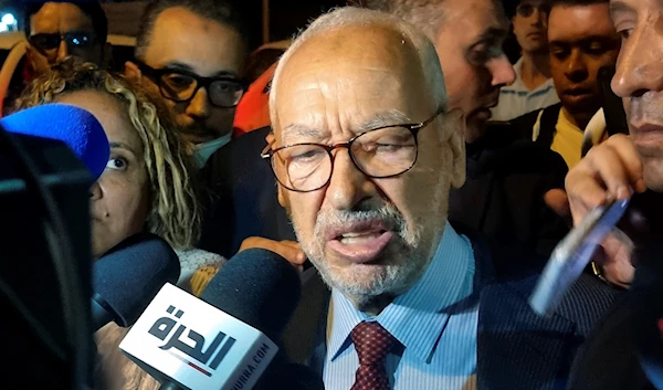 Leader of the Ennahdha party, Rached Ghannouchi, speaks to the media in Tunis, Tunisia, July 19, 2022