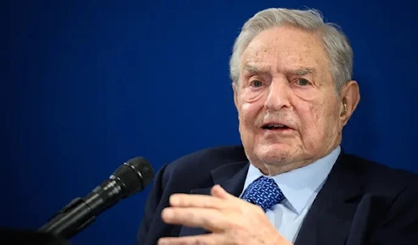 American philanthropist George Soros delivers a speech during a conference, Davos, Switzerland, January 23, 2020 (AFP)