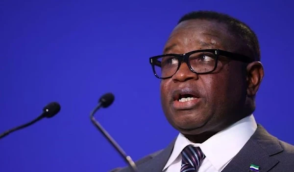 Julius Maada Bio, President of Sierra Leone, speaks during the UN Climate Change Conference (COP26) in Glasgow, Scotland, Britain, November 2, 2021. (Reuters)