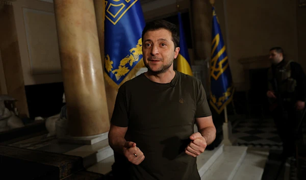 Ukrainian President Volodymyr Zelenskiy talks during an interview with Reuters in Kyiv, Ukraine, March 1, 2022 (Reuters)