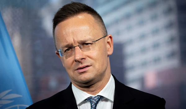 Peter Szijjarto, Minister of Foreign Affairs of Hungary, is interviewed by The Associated Press, Friday, March 24, 2023, at United Nations headquarters. (AP)