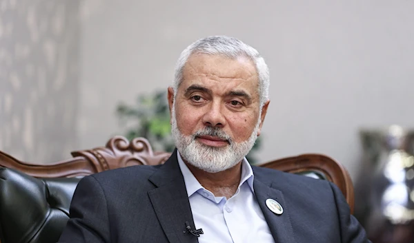 Hamas political leader Ismail Haniyeh in an undated photo during an interview with the Anadolu Agency (AA)