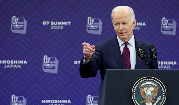 US President Joe Biden speaks during a news conference following the Group of Seven (G7) leaders' summit in Hiroshima, western Japan on May 21, 2023. (AP)