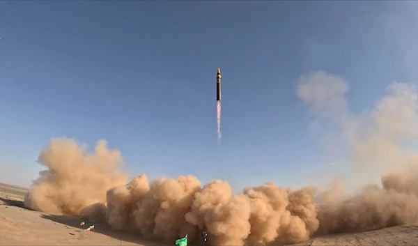 In this picture released by the Iranian Defense Ministry on Thursday, May 25, 2023, Khorramshahr-4 missile is launched at an undisclosed location, Iran. (AP)