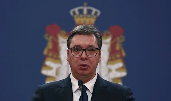 Serbian President Aleksandar Vucic speaks during a news conference in Belgrade, Serbia March 15, 2020(AP )