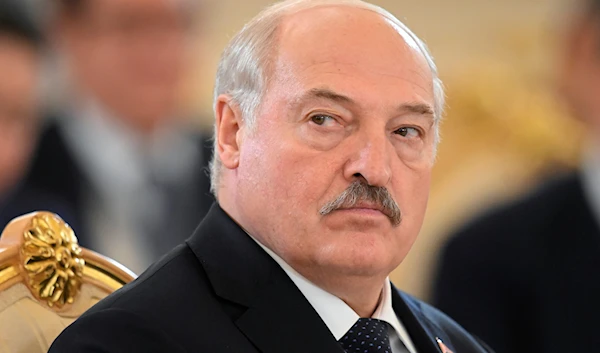 Belarusian President Alexander Lukashenko attends a meeting of the Supreme Eurasian Economic Council at the Kremlin in Moscow, Russia, May 25, 2023 (AP)