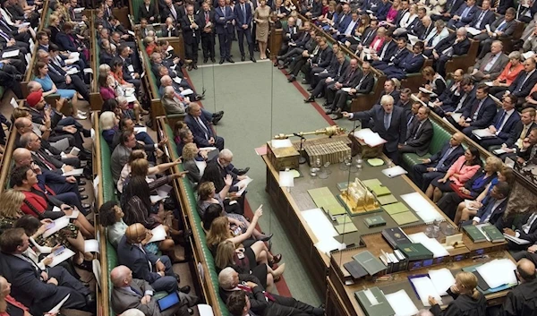 Former Prime Minister Boris Johnson gestures during his first Prime Minister's Questions, in the House of Commons in London, Wednesday, September 4, 2019 (AP)