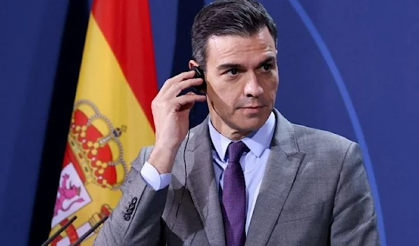 Spanish Prime Minister Pedro Sanchez looks on during a press statement with German Chancellor Olaf Scholz at the Chancellery in Berlin, Germany, March 18, 2022. (Reuters)