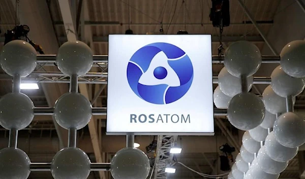 A logo of Rosatom is pictured at a trade fair event for the global nuclear community in Villepinte near Paris, France (Reuters)