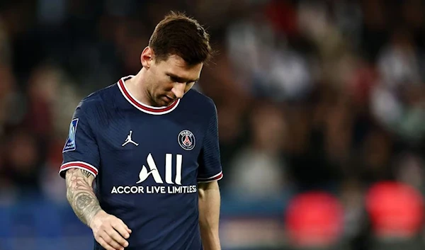 Lionel Messi seen at the first half of a Paris Saint Germain vs Lille game at the Parc des Princes, Paris, France. 29 October 2021. (Reuters)