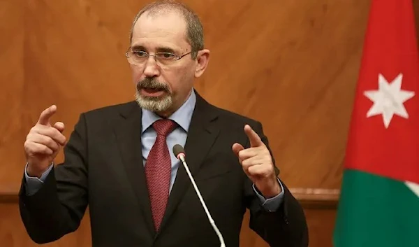 Jordanian Foreign Minister Ayman Safadi speaks during a press conference in Amman on January 13, 2020 (AFP)