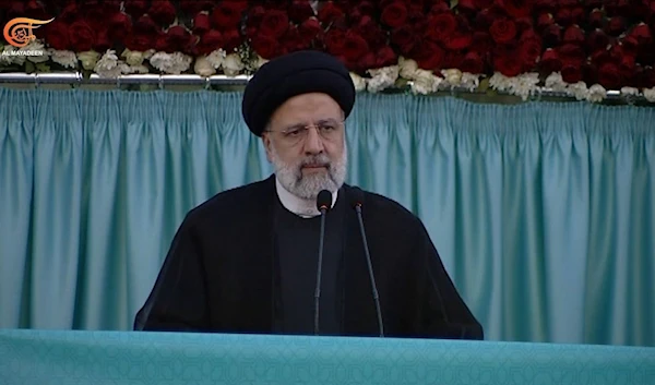 Iranian President Ibrahim Raisi at the shrine of Sayyida Zeinab, Damascus May 3 2023 (AL-Mayadeen)