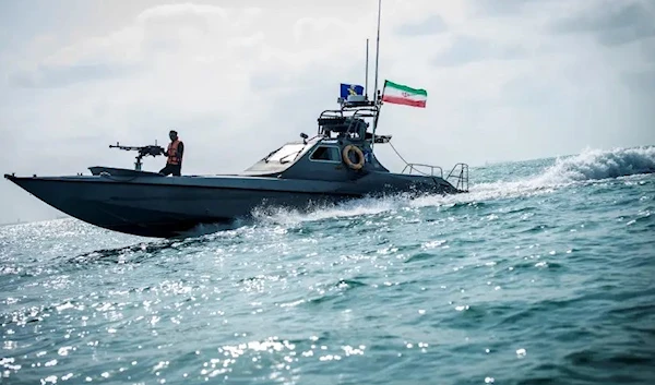 A boat of the Iranian Revolutionary Guard (IRGC) sails off the coast of Bandar Abbas, Iran August 22, 2019 (Reuters)