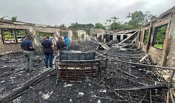 The ruins of the school dormitory, in which 18 pupils and a five-year-old boy died. (AP)