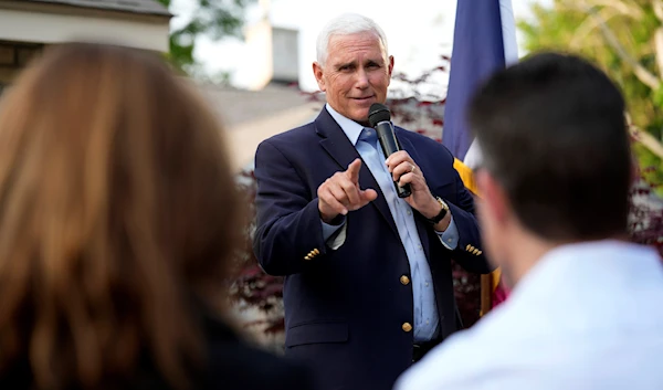 Former Vice President Mike Pence speaks to local residents during a meet and greet, Tuesday, May 23, 2023, in Des Moines, Iowa. (AP)