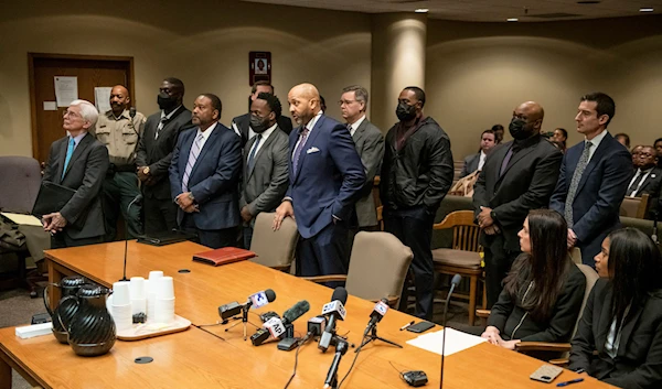 The former Memphis police officers accused of murder in the death of Tyre Nichols appear with their attorneys at an indictment hearing at the Shelby County Criminal Justice Center on February 17, 2023, in Memphis, Tennessee, the United States (AP)