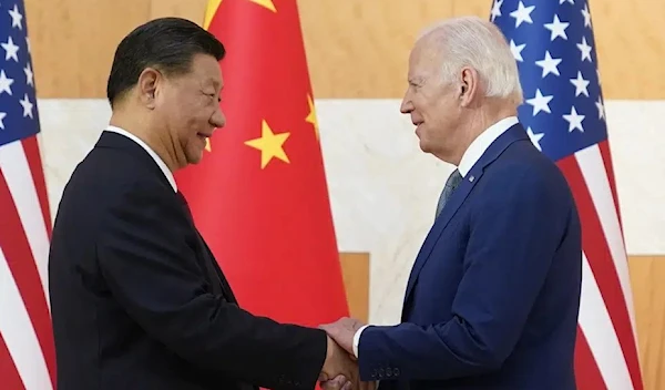 US President Joe Biden, right, and Chinese President Xi Jinping shake hands before their meeting on the sidelines of the G20 summit meeting, Nov. 14, 2022, in Nusa Dua, in Bali, Indonesia. (AP)