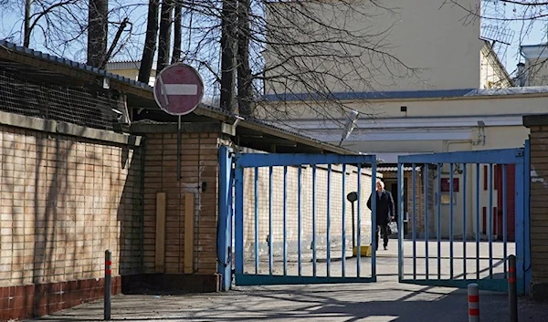 A man walks out of the pre-trial detention center Lefortovo, where US journalist for the Wall Street Journal Evan Gershkovitch is being held on espionage charges, in Moscow, Russia, on April 6, 2023 (Reuters)