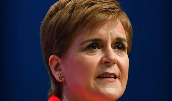 Nicola Sturgeon, Scotland’s former leader, speaking at a news conference (AFP)