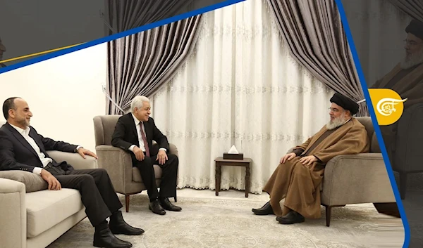 The Leader of Egypt's Dignity Party Hamdin Sabahi meets with Sayyed Hassan Nasrallah, June 14, 2023.