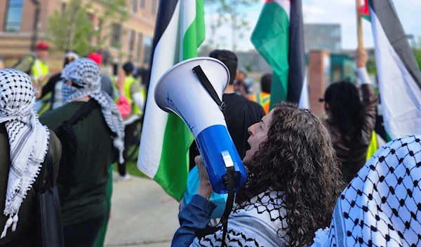 Pro-Palestinian activists protest former Israeli Prime Minister Naftali Bennett's visit to Canada in Toronto, Canada, June 15, 2023 (Social Media)