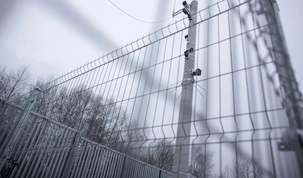 Electronic monitoring system is seen at the border wall in Nomiki, Poland, November, 2022 (AP)