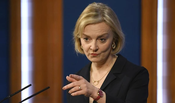 British Prime Minister Liz Truss speaks at a press conference in the Downing Street Briefing Room in central London, UK, October 14 2022. (AP)