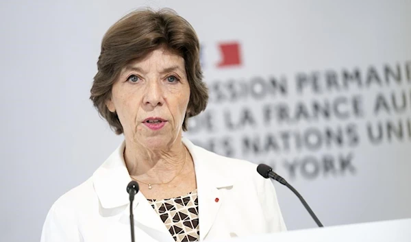 French Foreign Minister Catherine Colonna speaks at a press conference, in New York, United States, September 19 2022. (AP)