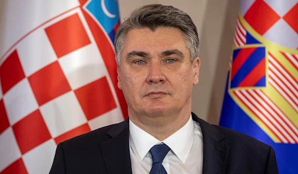 Croatian President elect Zoran Milanovic addresses dignitaries after taking the oath in Zagreb, Croatia, Feb. 18, 2020. (AP)