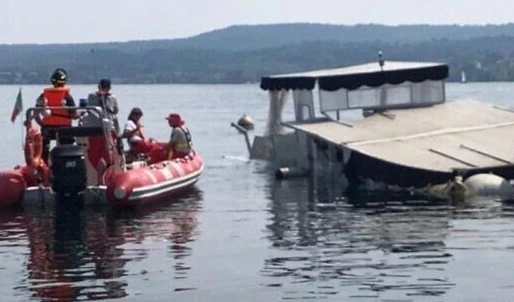 A vessel that sank on Lake Maggiore in Italy with four fatalities, May 28, 2023 (Italian fire and rescue services)