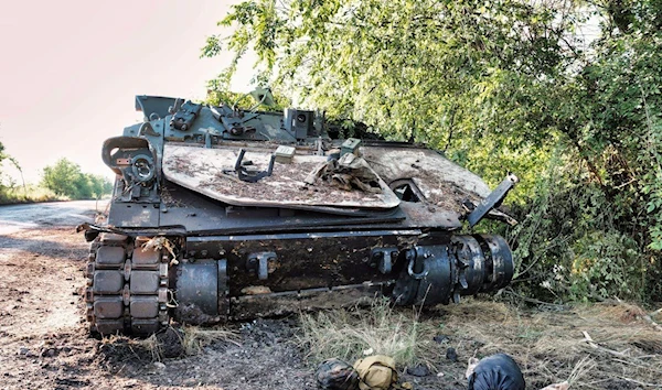 Destroyed Ukrainian US-made M2A2 ODS  Bradley somewhere on the Zaporozhye front published by Ukrainian soldiers on social media, July 2023 (Telegram)