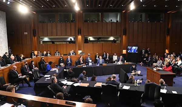 The Senate Foreign Relations Committee during a meeting on Capitol Hill on 4 August 2021 (AFP)