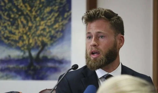 InfoWars host Owen Shroyer testifies during a defamation trial against Alex Jones, in Austin, Texas, July 29, 2022. (AP)