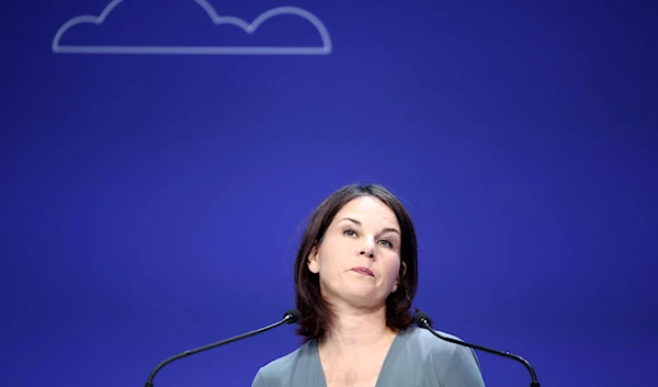 Germany's Foreign Minister Annalena Baerbock addresses the opening session on the first day of the Ukraine Recovery Conference in London, Wednesday, June 21, 2023. (AP)