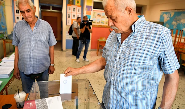 A man votes at a polling station in Athens, Greece, June 25, 2023 (AP)