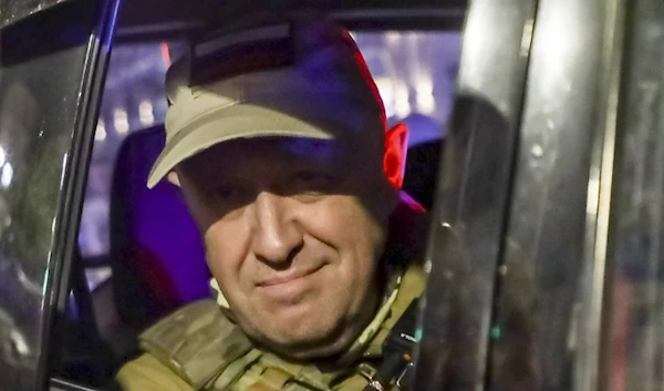 Yevgeny Prigozhin, head of Wagner PMC, looks out from a military vehicle on a street in Rostov-on-Don, Russia, Saturday, June 24, 2023. (AP)