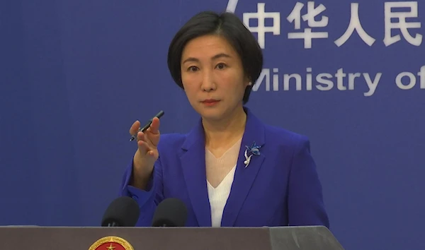 The spokesperson for the Chinese Foreign Ministry speaks at a press conference in Beijing, China, October 13 2022. (AP)