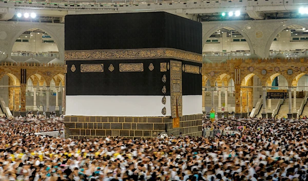 Muslim pilgrims circumambulate around the Kaaba, in Mecca, Saudi Arabia, July 6, 2022. (AP)