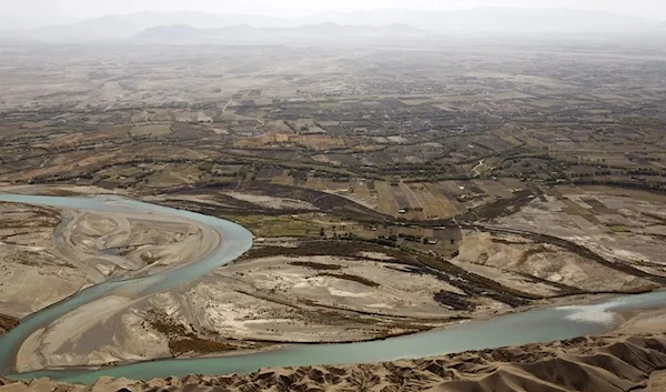 An aerial view from a medevac helicopter shows the Helmand river Helmand province on November 8, 2011 (AFP)