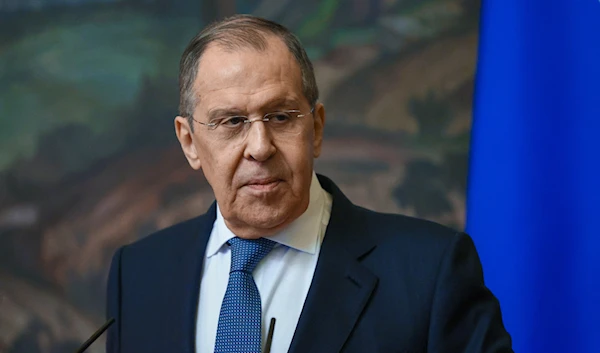 Russian Foreign Minister Sergey Lavrov attends a joint press conference with, at the time, British Foreign Secretary Liz Truss, Moscow, Russia, February 10 2022. (Reuters)