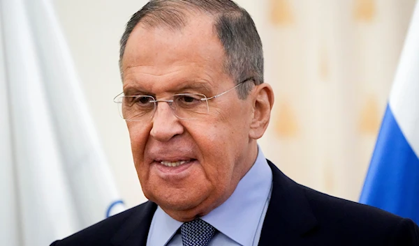 Russian Foreign Minister Sergey Lavrov delivers a speech at the opening ceremony of the Shanghai Cooperation Organization (SCO) Public Diplomacy Center in Moscow, Russia, Friday, June 30, 2023. (AP)